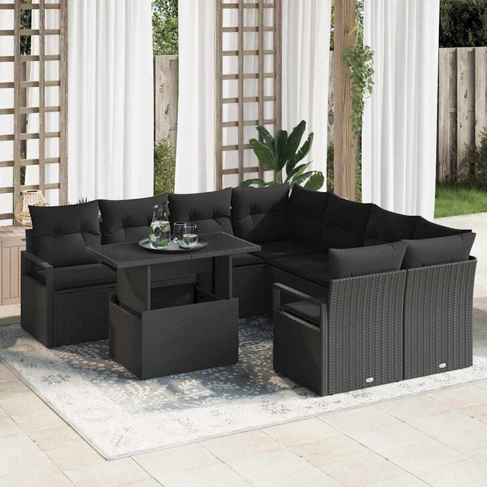 Set de canapele pentru grădină 9 pcs Negru 100 x 55 x 73 cm - WALTI WALTI