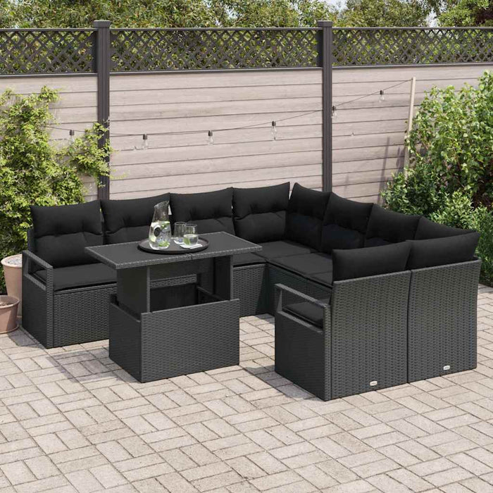 Set de canapele pentru grădină 9 pcs Negru 100 x 55 x 73 cm - WALTI WALTI