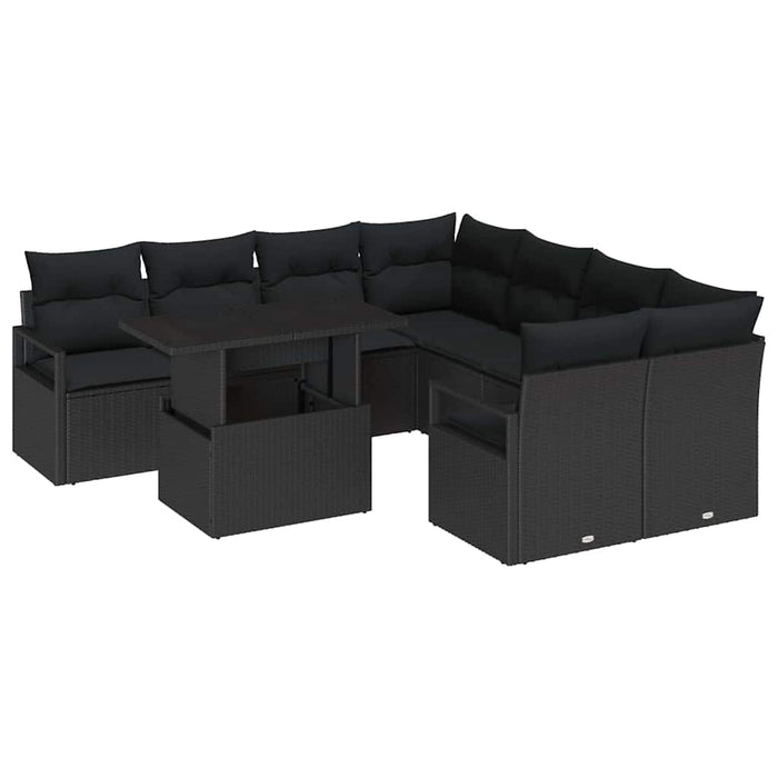 Set de canapele pentru grădină 9 pcs Negru 100 x 55 x 73 cm - WALTI WALTI