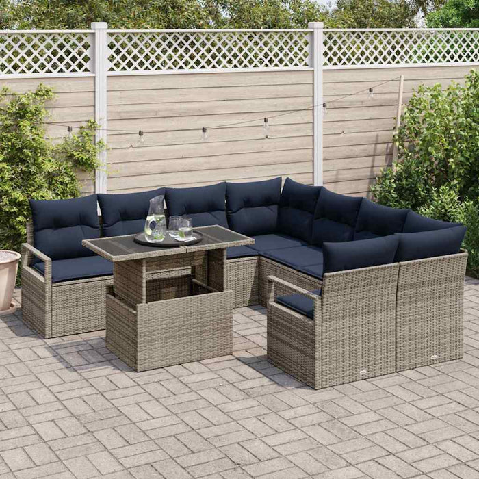 Set de canapele pentru grădină 9 pcs Gri și albastru marin - WALTI WALTI