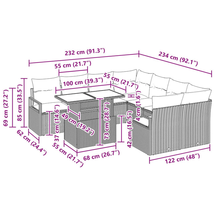 Set de canapele pentru grădină 9 pcs Gri și albastru marin - WALTI WALTI