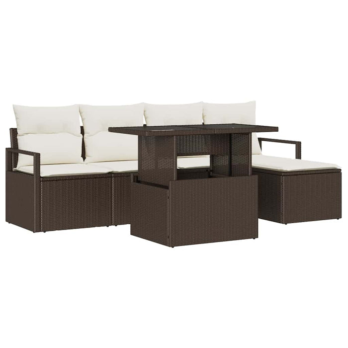 Set de canapele pentru grădină cu pernă 6 pcs maro și crem - WALTI WALTI