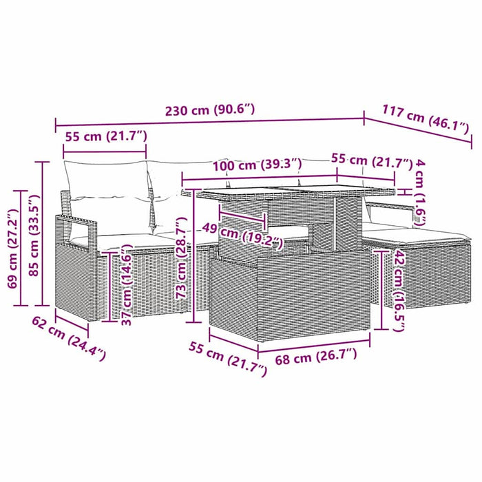 Set de canapele pentru grădină cu pernă 6 pcs Gri - WALTI WALTI