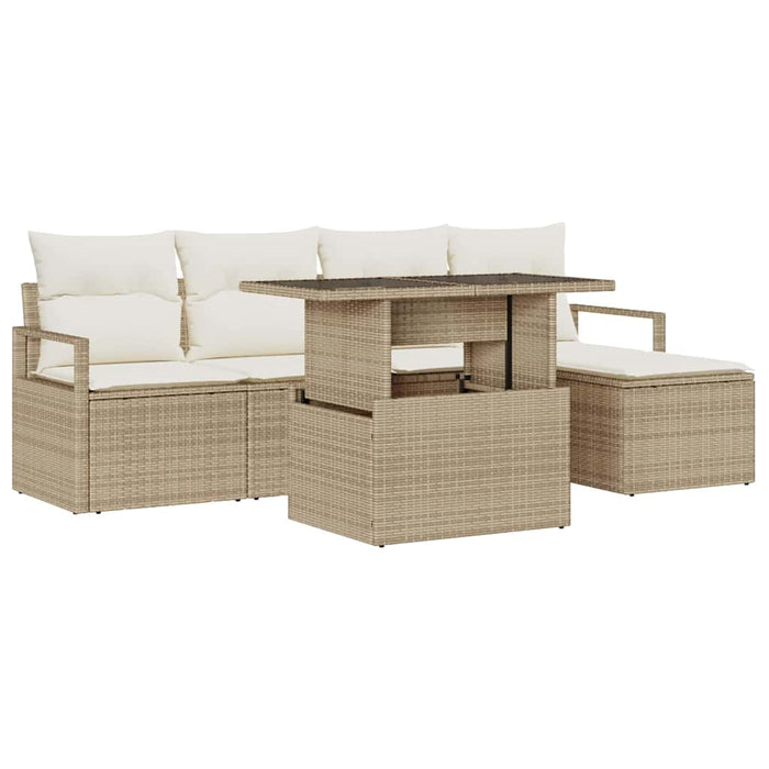 Set de canapele pentru grădină cu pernă 6 pcs bej și crem WALTI