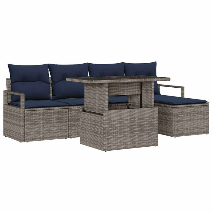 Set de canapele pentru grădină cu pernă 6 pcs gri și bleumarin - WALTI WALTI
