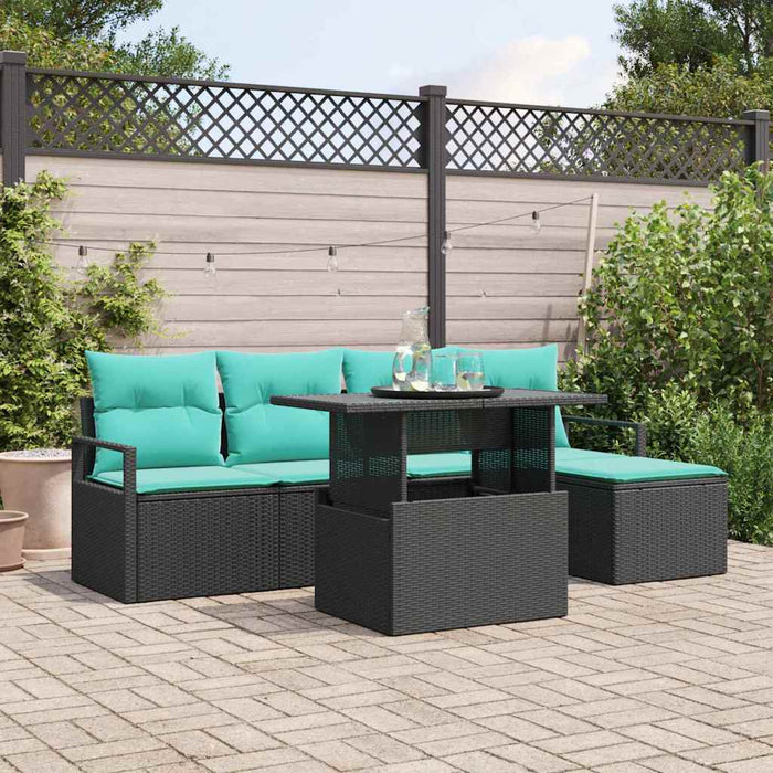 Set de canapele pentru grădină cu pernă 6 pcs Negru și albastru - WALTI WALTI