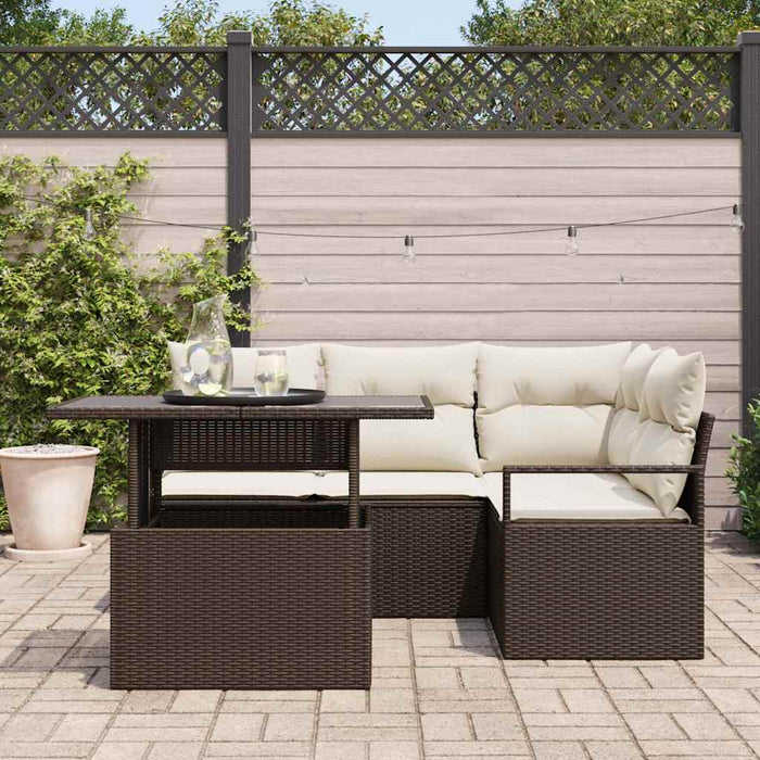 Set de canapele pentru grădină cu pernă 5 pcs maro și crem - WALTI WALTI