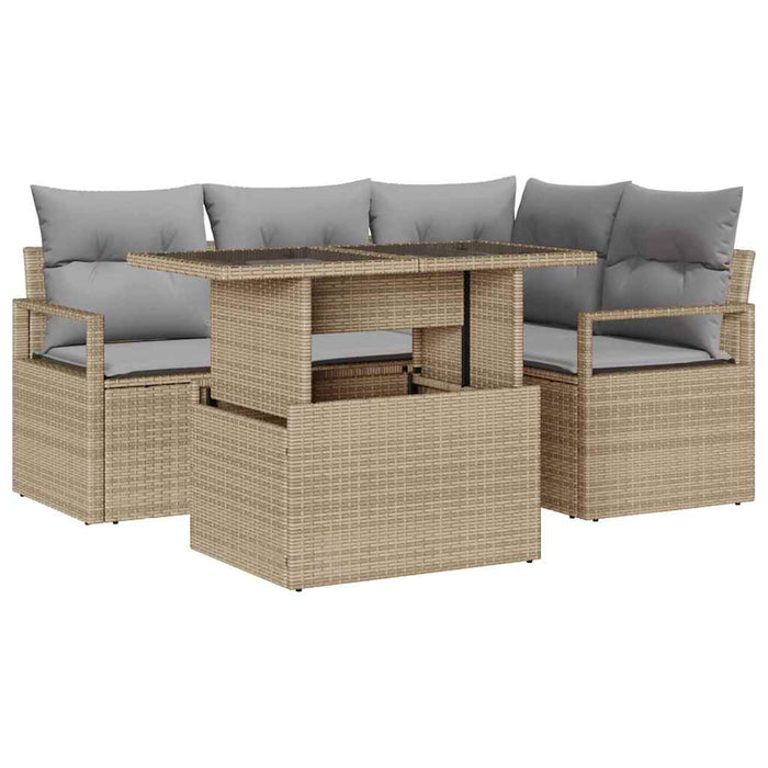 Set de canapele pentru grădină 5 pcs bej și gri deschis - WALTI WALTI