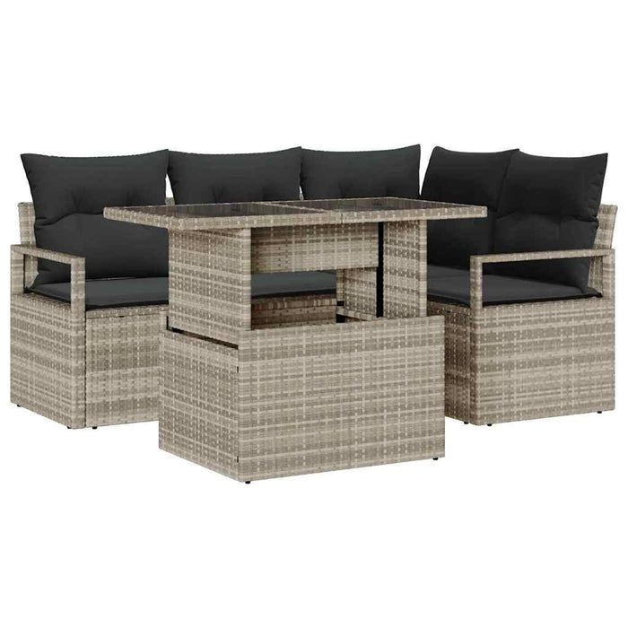 Set de canapele pentru grădină cu pernă 5 pcs Gri deschis - WALTI WALTI