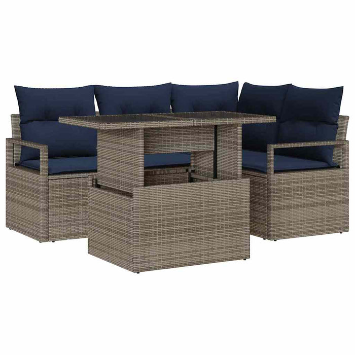 Set de canapele pentru grădină 5 pcs Gri și albastru marin - WALTI WALTI