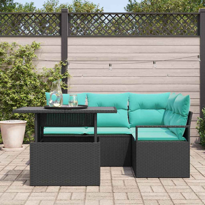 Set de canapele pentru grădină cu pernă 5 pcs Negru și albastru - WALTI WALTI
