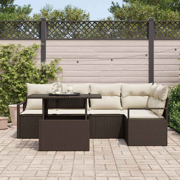 Set de canapele pentru grădină 6 pcs maro și crem poliratan - WALTI WALTI