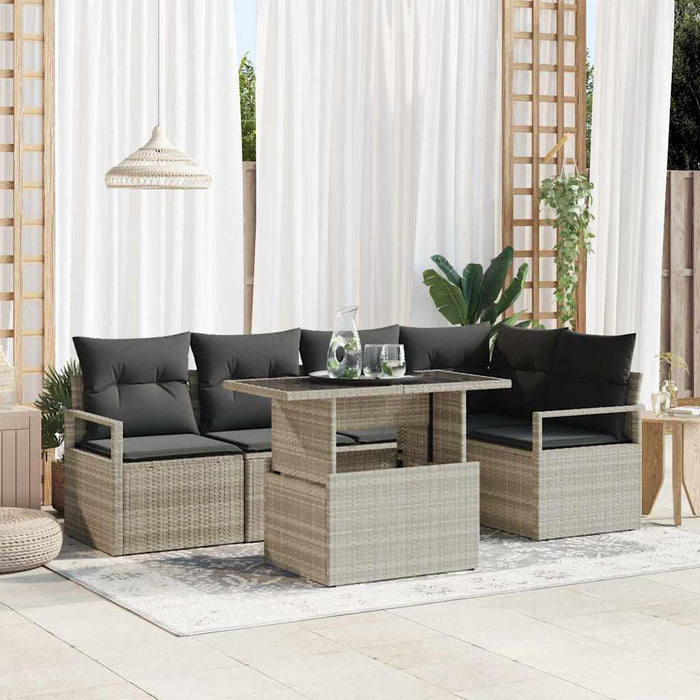 Set de canapele pentru grădină 6 pcs Gri deschis poliratan - WALTI WALTI
