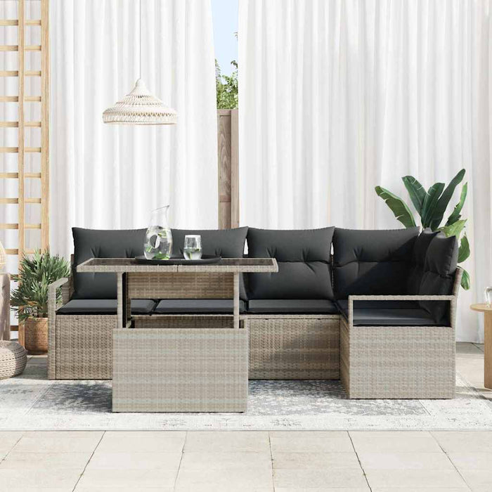 Set de canapele pentru grădină 6 pcs Gri deschis poliratan - WALTI WALTI