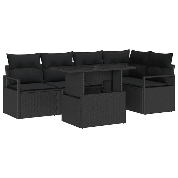 Set de canapele pentru grădină cu pernă 6 pcs Negru poliratan - WALTI WALTI