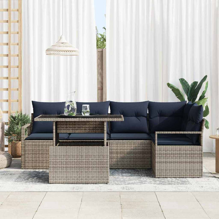 Set de canapele pentru grădină 6 pcs Gri și albastru marin - WALTI WALTI