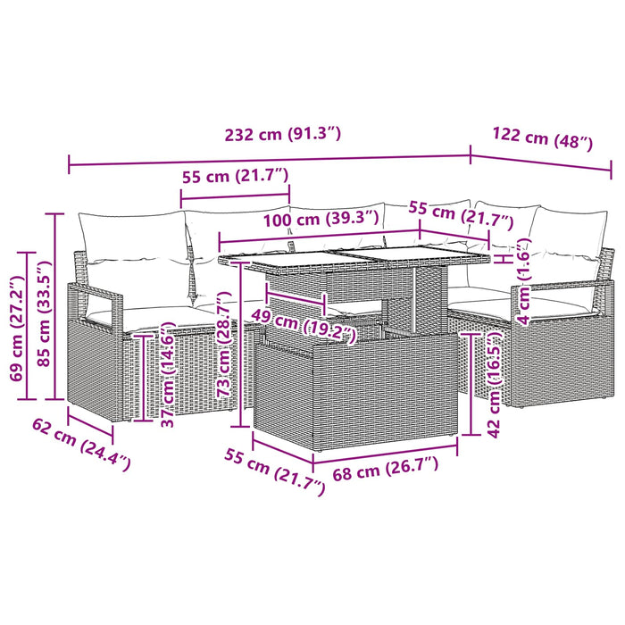 Set de canapele pentru grădină 6 pcs Gri și albastru marin - WALTI WALTI