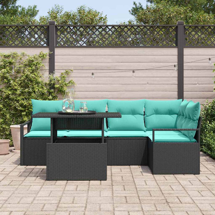 Set de canapele pentru grădină cu pernă 6 pcs Negru și Albastru - WALTI WALTI