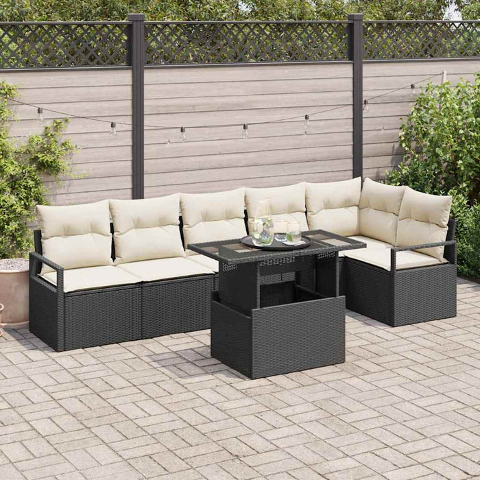 Set de canapele pentru grădină cu pernă 7 pcs Negru Rattan poli - WALTI WALTI