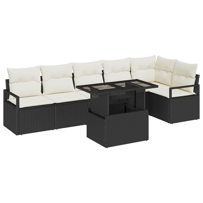 Set de canapele pentru grădină cu pernă 7 pcs Negru Rattan poli - WALTI WALTI