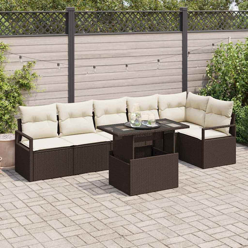 Set de canapele pentru grădină cu pernă 7 pcs Maro Rattan poli - WALTI WALTI