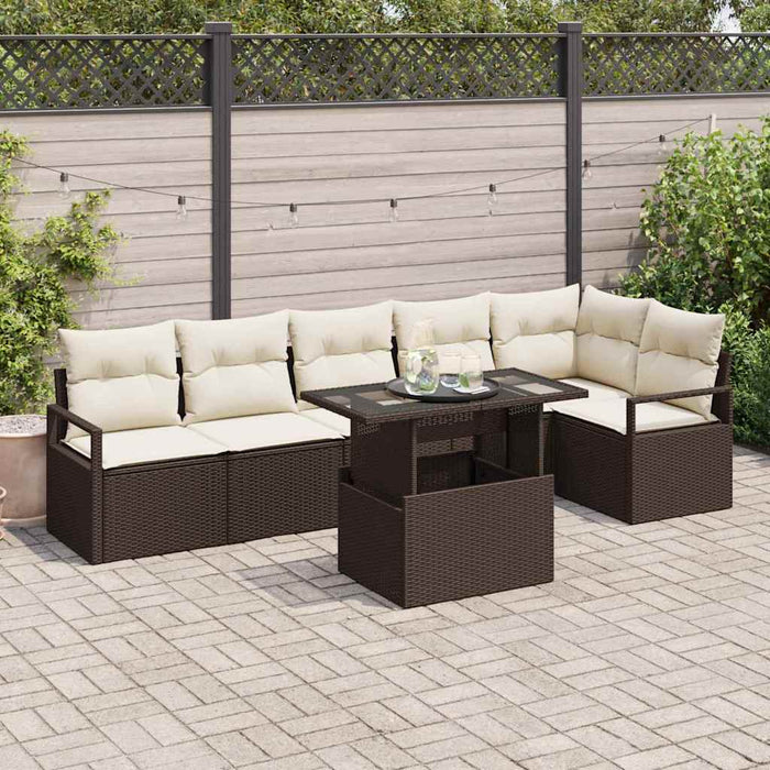Set de canapele pentru grădină cu pernă 7 pcs Maro Rattan poli - WALTI WALTI