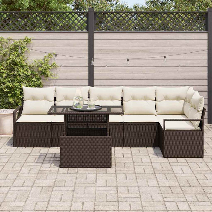 Set de canapele pentru grădină cu pernă 7 pcs Maro Rattan poli - WALTI WALTI