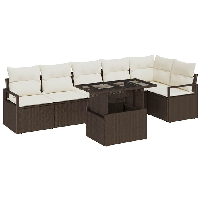 Set de canapele pentru grădină cu pernă 7 pcs Maro Rattan poli - WALTI WALTI