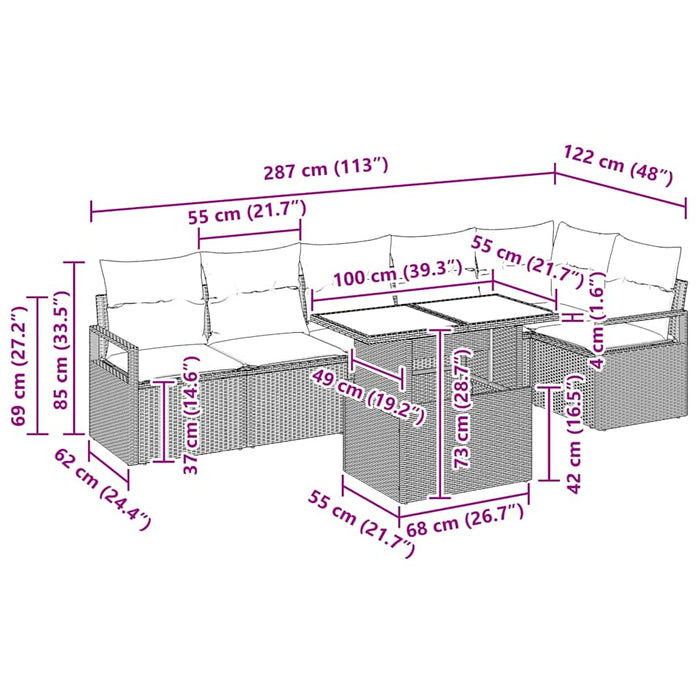 Set de canapele pentru grădină cu pernă 7 pcs Maro Rattan poli - WALTI WALTI