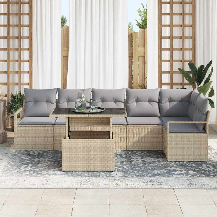 Set de canapele pentru grădină cu pernă 7 pcs Bej Rattan poli - WALTI WALTI