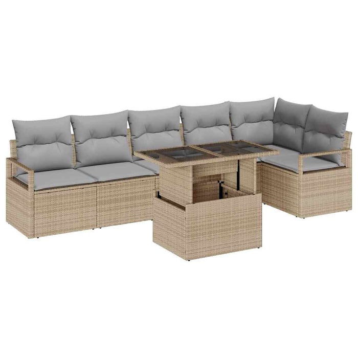 Set de canapele pentru grădină cu pernă 7 pcs Bej Rattan poli - WALTI WALTI