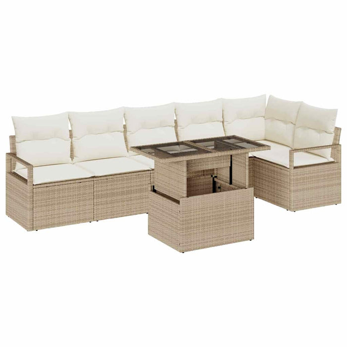 Set de canapele pentru grădină cu pernă 7 pcs Bej Rattan poli - WALTI WALTI