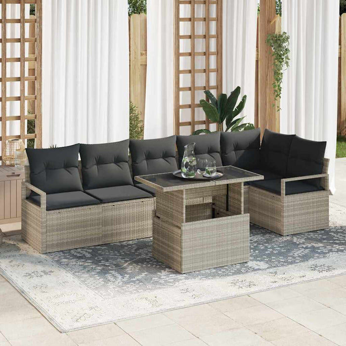 Set de canapele pentru grădină 7 pcs Gri deschis Rattan poli - WALTI WALTI