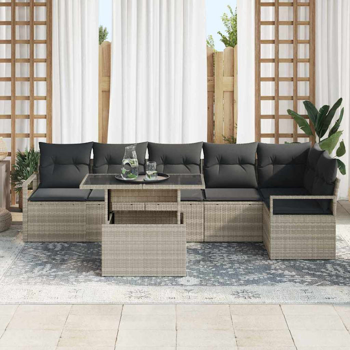 Set de canapele pentru grădină 7 pcs Gri deschis Rattan poli - WALTI WALTI