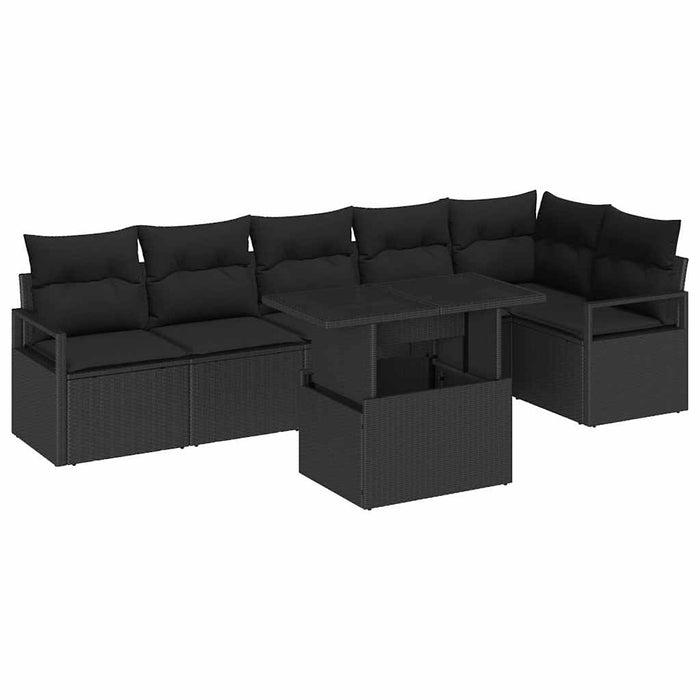 Set de canapele pentru grădină cu pernă 7 pcs Negru Rattan poli - WALTI WALTI