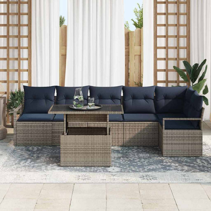 Set de canapele pentru grădină 7 pcs Gri și albastru marin - WALTI WALTI