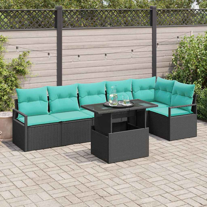 Set de canapele pentru grădină cu pernă 7 pcs Negru și Albastru - WALTI WALTI