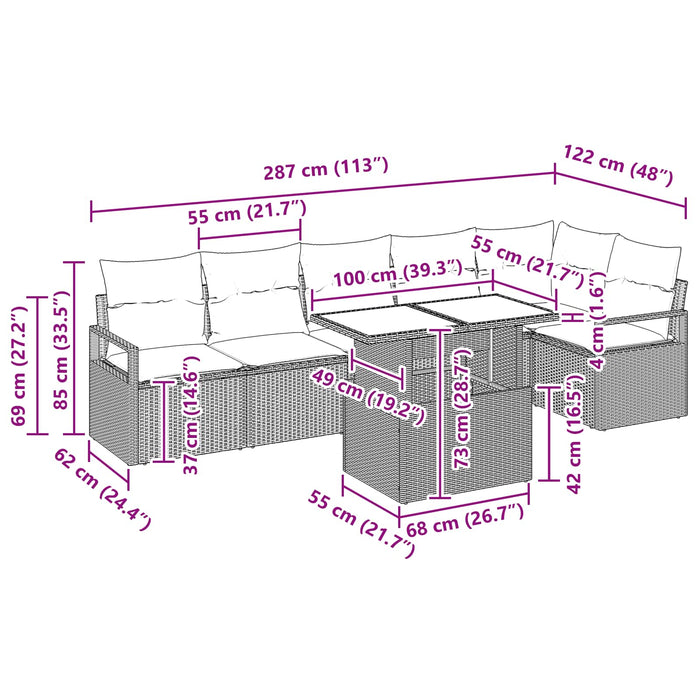 Set de canapele pentru grădină cu pernă 7 pcs Negru și Albastru - WALTI WALTI