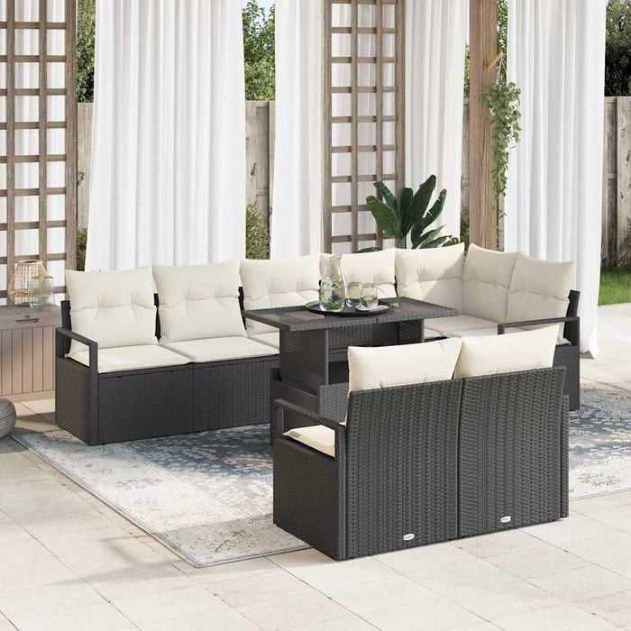 Set de canapele pentru grădină 9 pcs Negru și Crem poliratan - WALTI WALTI