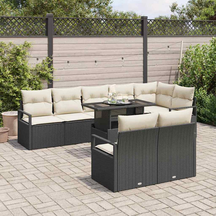 Set de canapele pentru grădină 9 pcs Negru și Crem poliratan - WALTI WALTI