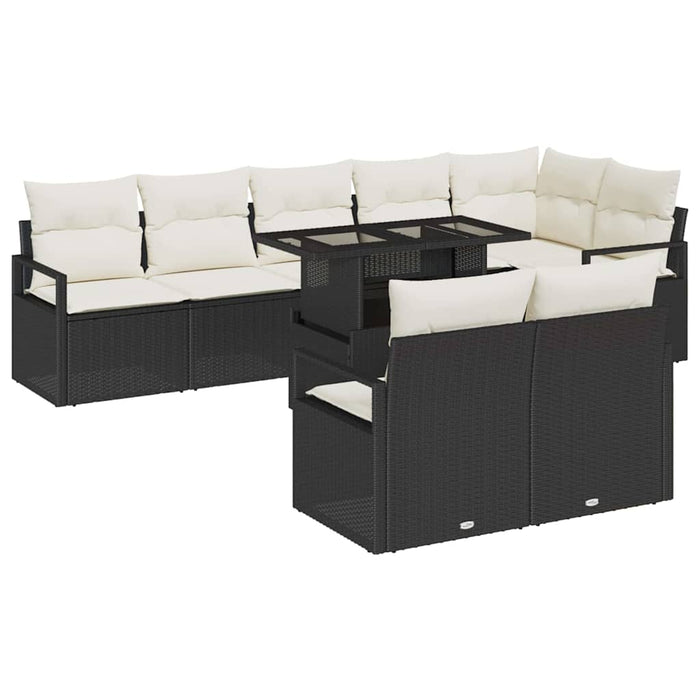 Set de canapele pentru grădină 9 pcs Negru și Crem poliratan - WALTI WALTI