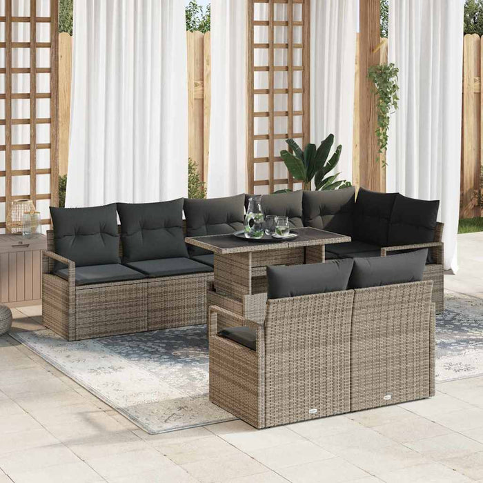 Set de canapele pentru grădină cu pernă 9 pcs Gri poliratan - WALTI WALTI