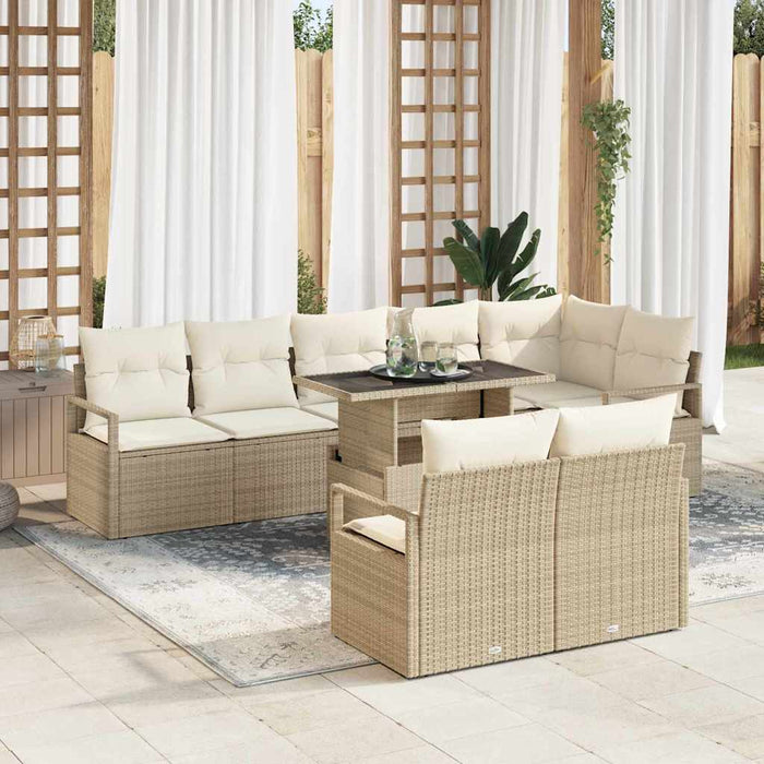 Set de canapele pentru grădină 9 pcs Bej și crem poliratan - WALTI WALTI