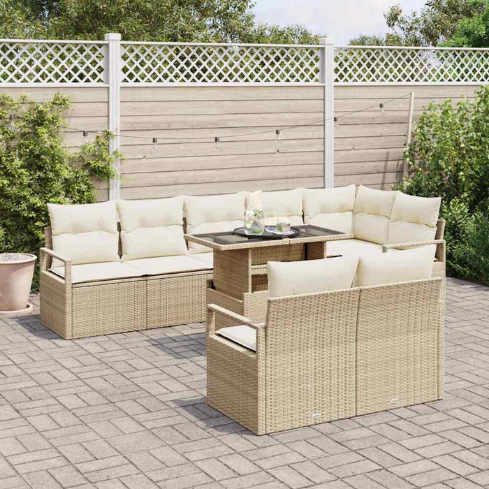 Set de canapele pentru grădină 9 pcs Bej și crem poliratan - WALTI WALTI