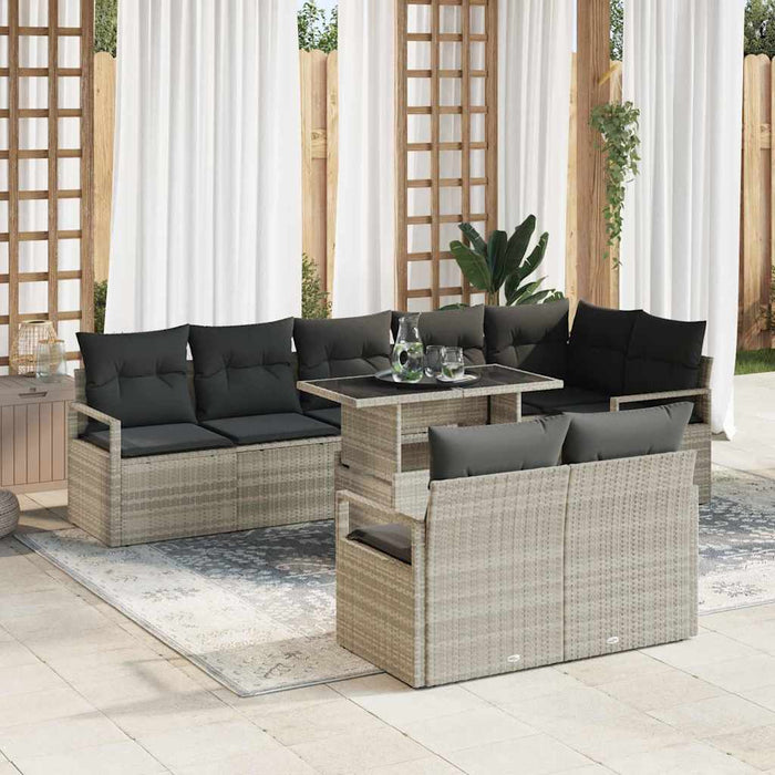 Set de canapele pentru grădină 9 pcs Gri deschis poliratan - WALTI WALTI