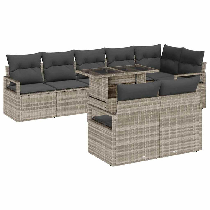 Set de canapele pentru grădină 9 pcs Gri deschis poliratan - WALTI WALTI