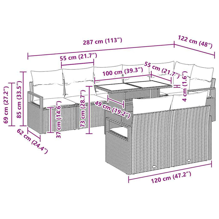 Set de canapele pentru grădină cu pernă 9 pcs Negru poliratan - WALTI WALTI