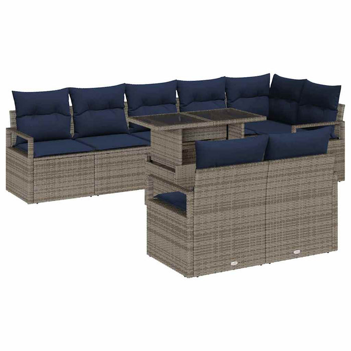 Set de canapele pentru grădină 9 pcs Gri și albastru marin - WALTI WALTI