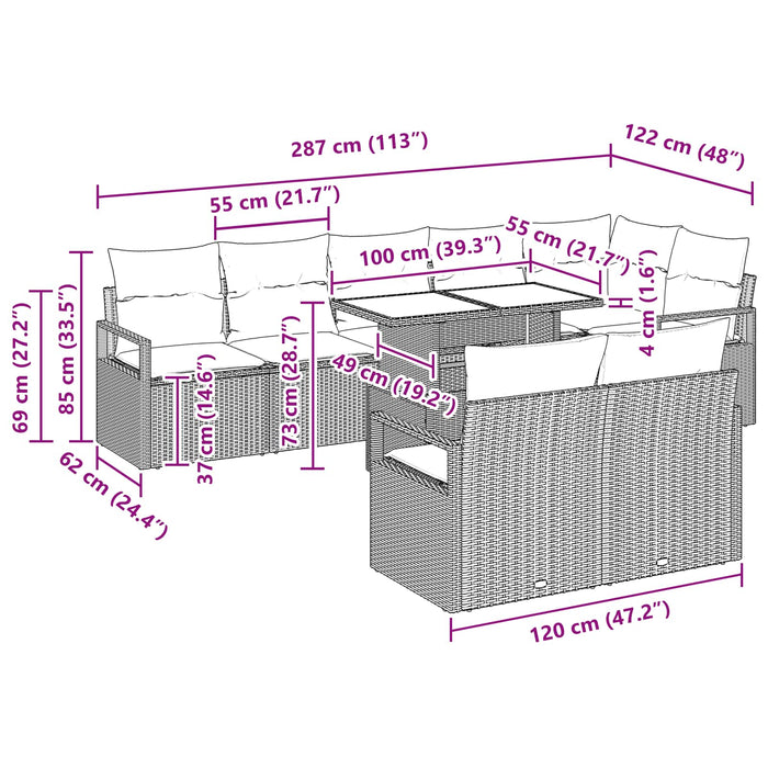 Set de canapele pentru grădină 9 pcs Gri și albastru marin - WALTI WALTI
