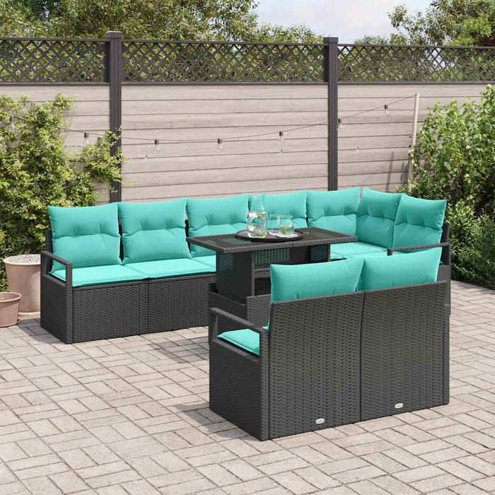 Set de canapele pentru grădină cu pernă 9 pcs Negru și Albastru - WALTI WALTI